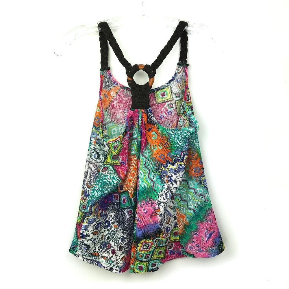 PINK ROSE Lace Halter Top WITH Wood Detail
